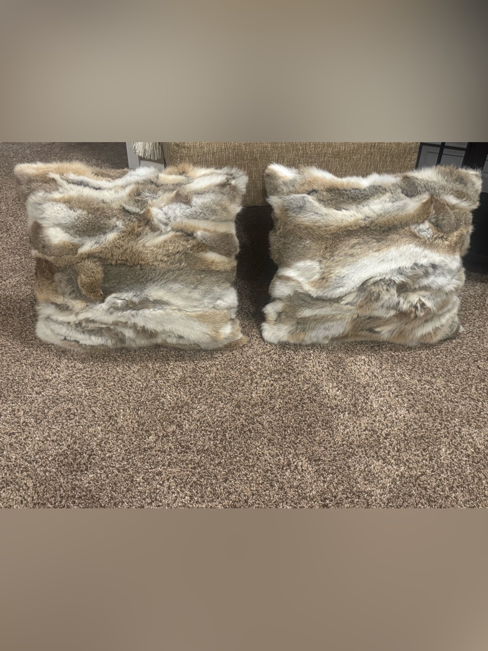 100% Real Rabbit Fur Pillows SET OF 2